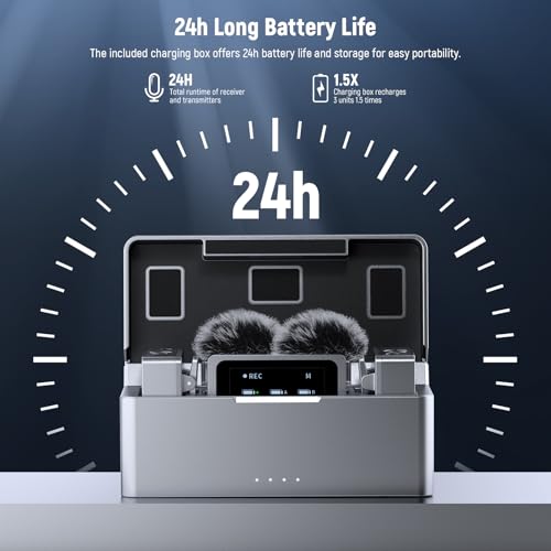 Neewer CM31 Wireless Lavalier Microphone with 8GB Storage 820ft Range 48KHz 24Bit Noise Cancelling Compatible with iPhone iPad Android PC Camera YouTube/TikTok Stream Podcast Interview - style: CM31