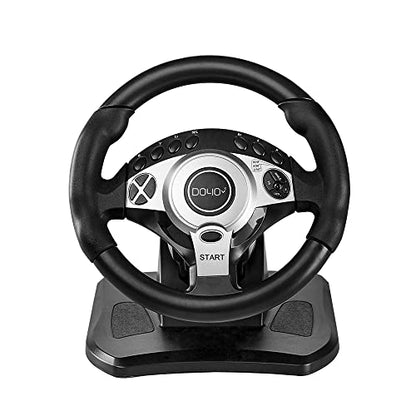 NBCP Steering Wheel Universal Usb Car Sim 270/900 degree Race Steering Wheel with pedal Pedals And Shifter Bundle for Xbox One,Xbox Series X/S,PS4,PS3 - color: S900-Black