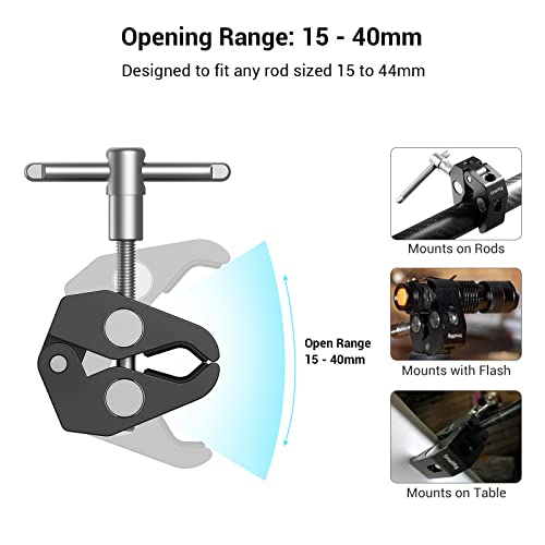 SMALLRIG Super Clamp w/ 1/4" and 3/8" Thread and 5.8 Inches Adjustable Friction Power Articulating Magic Arm with 1/4" Thread Screw for LCD Monitor/LED Lights - KBUM2730 - size: 5.8''+arm only