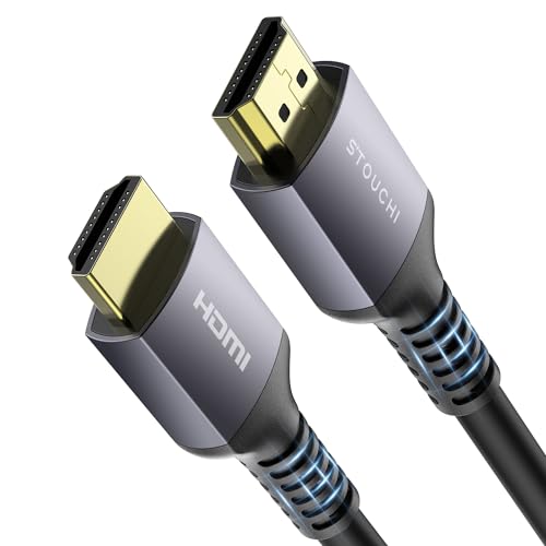Stouchi 8K Long HDMI Cables 25FT, 48Gbps Ultra High Speed HDMI® Cord, CL3 in Wall Rated, 8K60 4K120 144Hz eARC SBTM HDR10+ Dolby Compatible for PS5, Xbox Series X, Apple TV 4K, Fire Roku TV - color: Grey, size: 25ft
