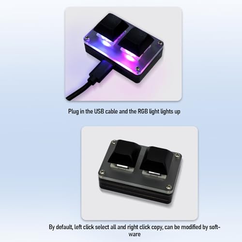 Yunseity 2 Key Hot Swap Game Keyboards, USB Wired RGB Mechanical Keypad, 2 Programmable Keys One Handed Gaming PC Keyboards for Accounting Working or Rhythm Games