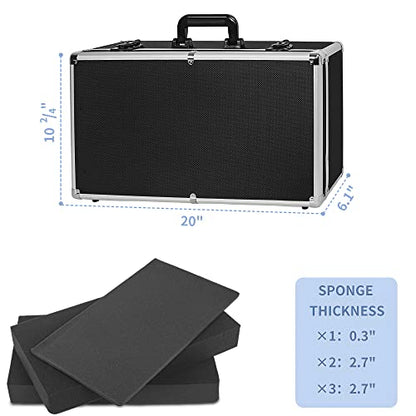 20 Inch Hard Carrying Case Ideal for Wireless Mic System Storage & Camera Gear Transportation, Aluminum Alloy Sturdy Build, Customizable Pre-Diced Foam, Black - size: Inner：19.6''X 9.6''X 5.6''