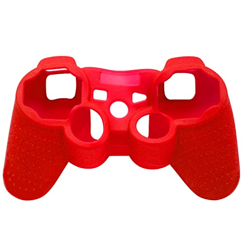 OSTENT Protective Silicone Gel Soft Skin Case Cover Pouch for Sony PlayStation PS2 PS3 Controller Color Red - color: Red