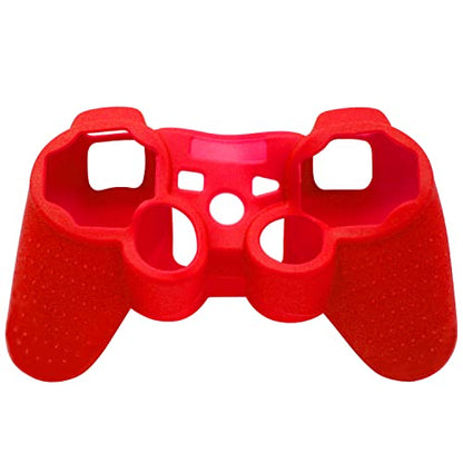 OSTENT Protective Silicone Gel Soft Skin Case Cover Pouch for Sony PlayStation PS2 PS3 Controller Color Red - color: Red