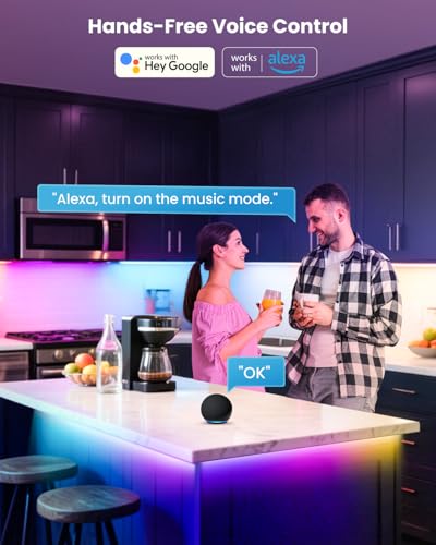 9.84ft RGB+IC LED Lights for 32-43 Inch TV, Backlight Strip Behind TV with Music Sync, Bluetooth APP and Voice Control, 44 Scene Modes, for Ambient Mood Lighting, Monitor Game, Bedroom, Living Room - size: 9.84FT