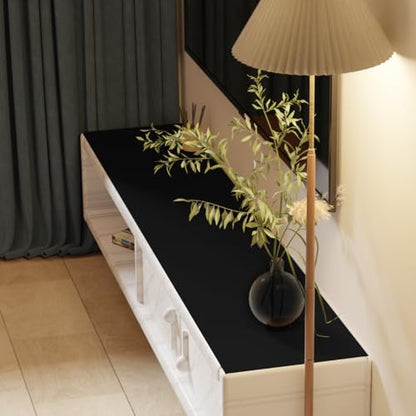 Faux Leather Table Cover,1.8mm Thick,12x84 Inch Desk Cover,Dresser Cover Top,Dresser Protector Top,Dresser Cover,End Table Cover.(Black+Black,12x84) - color: Black+black, size: 12" × 84"