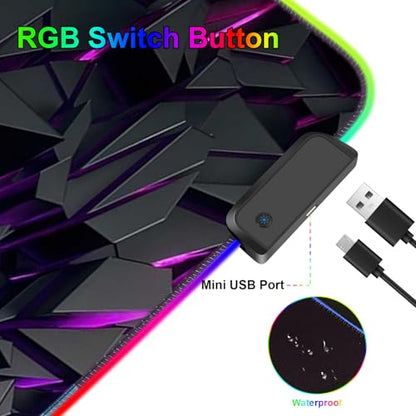 RGB Mouse Pad, Gaming Mousepad with 13 LED Light Modes | 31.5X11.8inch Large Mouse Mat, Gaming Mats for Desk with Non-Slip Rubber Base, Model-D - color: Black-f