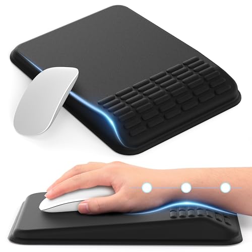 MEKASS Ergonomic Mouse Pad with Wrist Rest, Mouse Pad with Wrist Support for Pain Relief, Memory Foam Mousepad with Massage Design, Non-Slip PU Base for Office, Home, Desk (Classic Black) - color: Classic Black