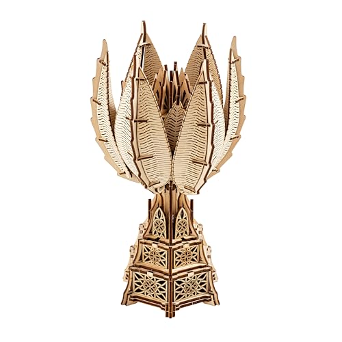 Wood Trick Fiery Bloom Luminous LED 3D Wooden Puzzles for Adults to Build - Interactive Mechanical Movement - Engineering DIY Project Mechanical 3D Puzzle Model Kits for Adults
