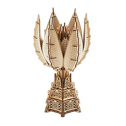 Wood Trick Fiery Bloom Luminous LED 3D Wooden Puzzles for Adults to Build - Interactive Mechanical Movement - Engineering DIY Project Mechanical 3D Puzzle Model Kits for Adults