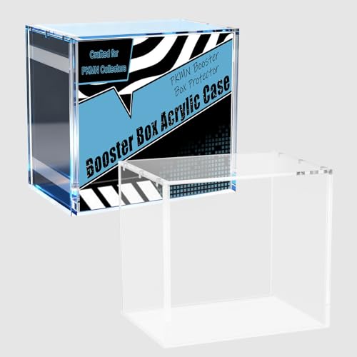 PKMN Booster Box Acrylic Case Magnetic - Ultra Thick 8mm + 5mm Acrylic Booster Box Protector Case Clear Display Stackable Hard Compatible with PKMN Booster Boxes with Strong Magnets Easy Top Loading - size: 5.5"L x 3"W x 4.9"H