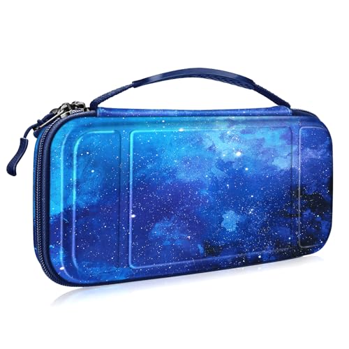 FINTIE Carrying Case for Nintendo Switch OLED Model 2021/Switch 2017, [Shockproof] Hard Shell Protective Cover Travel Bag with 10 Game Card Slots & Inner Pocket - color: starry sky