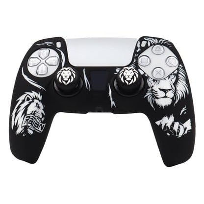 Lion Controller Skin Cover Compatible with PS5/Playstation 5 Controller, RALAN Protector Case Customised Thumb Grip - color: Lion Black White