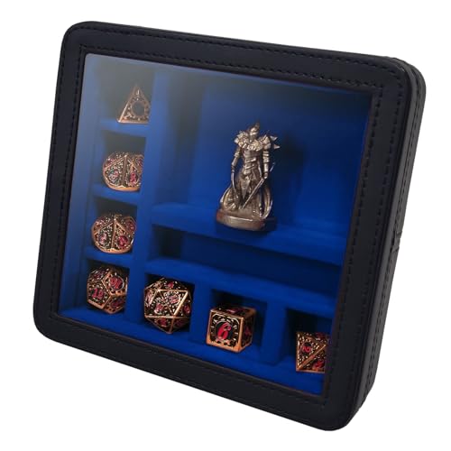 Forged Dice Co. RPG Character Shrine Display Case for Dice and DND Miniatures - Includes Travel Dice Tray and Display Lid - Compatible with Dungeons and Dragons Dice and Miniatures - Blue - color: Blue