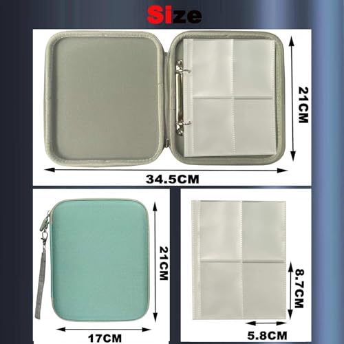 Card Case Compatible for Yoto Card Case Holder 80 Pockets Card Folder Card Binder with Zipper fit 2.3 * 3.4 inch Mini Audiobook Cards (Green) - color: Green
