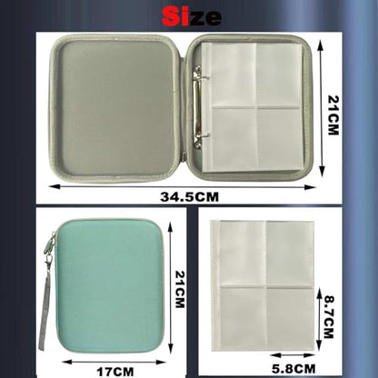 Card Case Compatible for Yoto Card Case Holder 80 Pockets Card Folder Card Binder with Zipper fit 2.3 * 3.4 inch Mini Audiobook Cards (Green) - color: Green