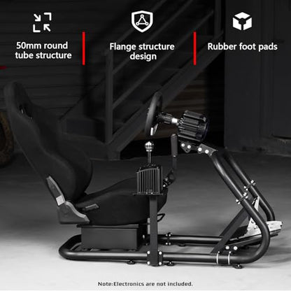 Dardoo Racing Simulator Cockpit Frame with Black Seat for 12Nm Direct Drive | for Logitech G27 G29 G920 G923, for Moza/Thrustmaster/Fanatec, Adjustable Racing Stand, not Included Wheel Pedal Handbrake