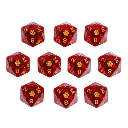 10-Pack D20 Dice Set Red 20 Sided Dice for DND RPG Tabletop Games | Leather Storage Bag, DM Gift, for Dungeons and Dragons Role Playing Games - color: 10pcs D20 Red
