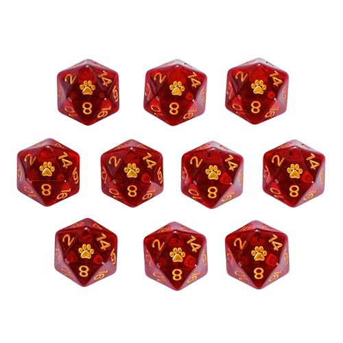 10-Pack D20 Dice Set Red 20 Sided Dice for DND RPG Tabletop Games | Leather Storage Bag, DM Gift, for Dungeons and Dragons Role Playing Games - color: 10pcs D20 Red