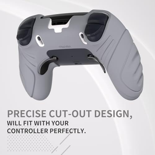PlayVital Guardian Edition Anti-Slip Ergonomic Silicone Cover Case for ps5 Edge Controller, Soft Rubber Protector Skin for ps5 Edge Wireless Controller with Thumb Grip Caps - Metallic Gray - color: Metallic Gray