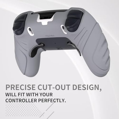 PlayVital Guardian Edition Anti-Slip Ergonomic Silicone Cover Case for ps5 Edge Controller, Soft Rubber Protector Skin for ps5 Edge Wireless Controller with Thumb Grip Caps - Metallic Gray - color: Metallic Gray