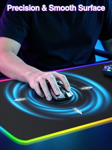 RGB Gaming Mouse Pad with 15W Magnetic Wireless Charging, 31.5'' x 15.8'' | 24 Lighting Effects Desk Mat LED Mousepad with Non-Slip Rubber Base, Light up Your Desk, Waterproof Ultra-Smooth Surface - color: RGB-31.5"x15.8"
