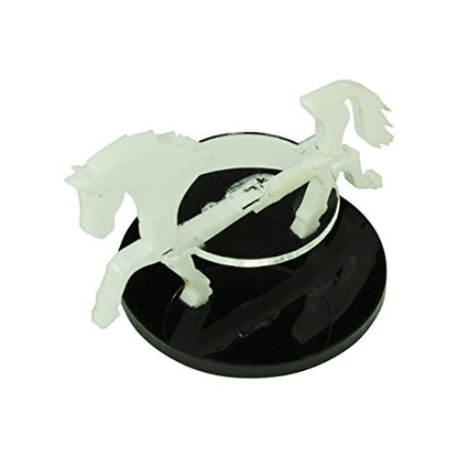 LITKO Horse Mount | Compatible with D&D & Pathfinder | 40mm Round | White | Turns a 30mm (1.25-inch) hero into a saddled rider | Large base | Includes steed + clear acrylic base | Glue assembly - color: White, style: 40mm Circular Base