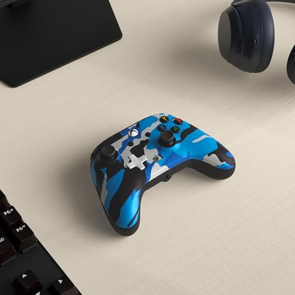 PowerA Enhanced Wired Controller for Xbox Series X|S - Metallic Blue Camo, gamepad, wired video game controller, gaming controller, Officially Licensed for Xbox - color: Metallic Blue Camo