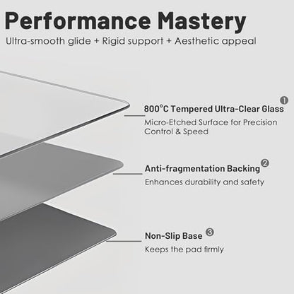 Glass Gaming Mouse Pad, Hard Mousepad for Gaming, 13.7” x 9.8” Ultra-Smooth Micro-Etched Surface Mousepad, Improved Precision & Speed, Anti-Slip Base, White - color: White, size: 13.7L x 9.8W inches