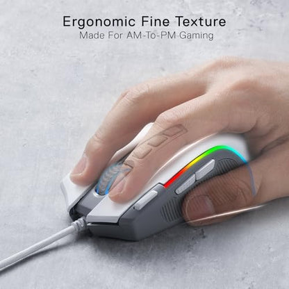 Redragon M612 Wired RGB Optical Gaming Mouse 8000 DPI Remapping Keys | Stable Lag-Free Connection, Redefine Keybinding Macro, Rapid-Fire Side Clicker, Vibing Backlight - color: Gray, style: Wired