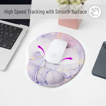 Mr. Pen- Ergonomic Mouse Pad with Wrist Rest, Pink Marble Luxe Design | Breathable Fabric with Memory Foam Cushion, Non-Slip Rubber Base, Gel Mouse Pad with Wrist Support - color: Pink Marble Luxe
