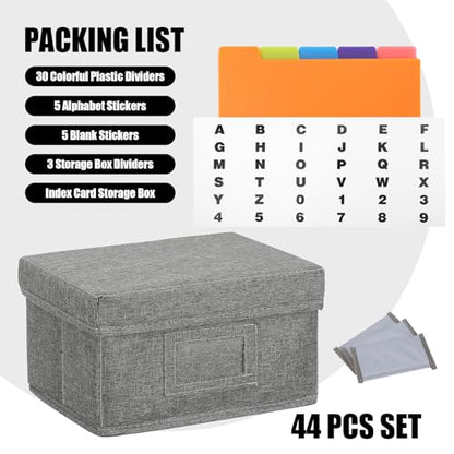 Qozary Index Card Holder 4x6 | Index Card Box With Dividers, Index Card Organizer Case, Foldable Flash Card Holder, 1000+ Card Capacity Box With Lid