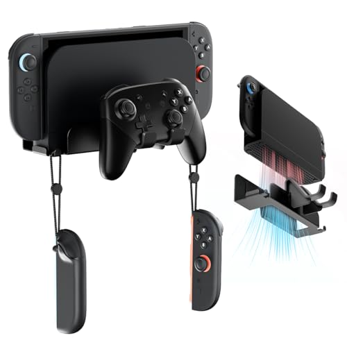 Metal Wall Mount for Nintend0 Switch 2 / OLED / Switch Console, All-in-One Metal Bracket with Pro Controller Holder, Universal Storage Rack for Dock, JoyCons & Pro Controller, Space-Saving Design