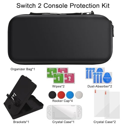 lyfLux Complete with Switch 2 Carrying Case Travel Kit – Hard Shell Case, Screen Protectors, Console & Joypad Covers, Stand & Thumb Grips – Full Accessories Set for Switch 2 Only