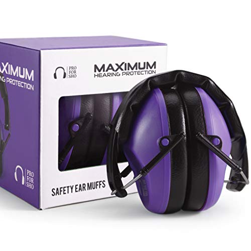 Pro For Sho 34dB NRR Hearing Protection Ear Muffs – Highest NRR Compact Design Ear Protection for Loud Events & Sensory Use - color: Purple, size: Standard