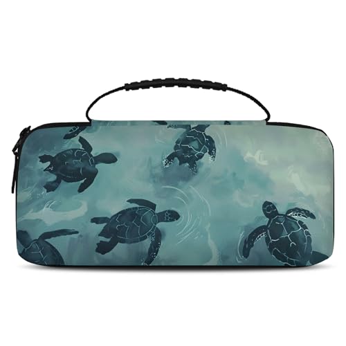 BICUUZHI Sea Turtle Carrying Case Compatible with Nintendo Switch 2, PortableTravel Carry Case Pouch holds 20 Cartridges with Pockets for Accessories & Games - color: Multicolor 10, size: Medium