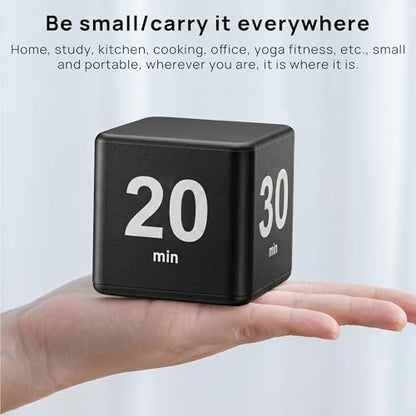 JOYIT Black Cube Timer 15 20 30 60 Minutes - Flip Countdown Visual Timer for Time Management, Kitchen, Workout, Study, Classroom, Office, Games - color: Black 15-20-30-60