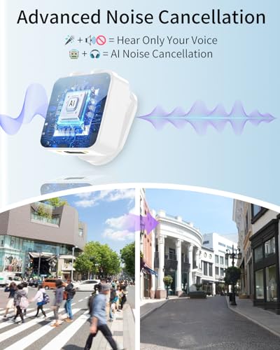 Wireless Lavalier Microphone for iPhone Android, mini Bluetooth mic | Mic with Smart Noise Reduction, Reverb Effect, 30H+ Battery Life for Vlog, YouTube, TikTok, Podcast,Ideal for Content Creator - size: White Mic for iOS/Android