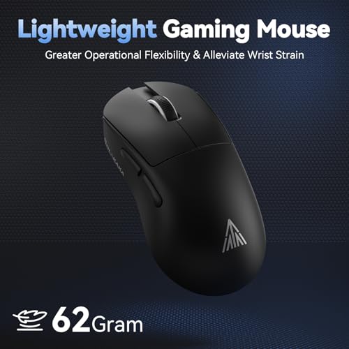 SOLAKAKA SM822 Wireless Gaming Mouse with Charging Dock, Tri-Mode Wireless Mouse, PAW3311 Optical Sensor, Up to 24,000DPI, 62g Lightweight Mouse with 5 programmable Buttons, for PC, Laptop (Black) - color: Black