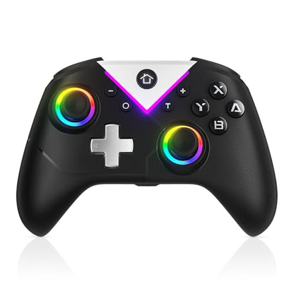 Xexvyrin Wireless Controller for PC， Turbo, Gyro Axis, Dual Vibration(RGB BLACK) (dark) - color: Dark