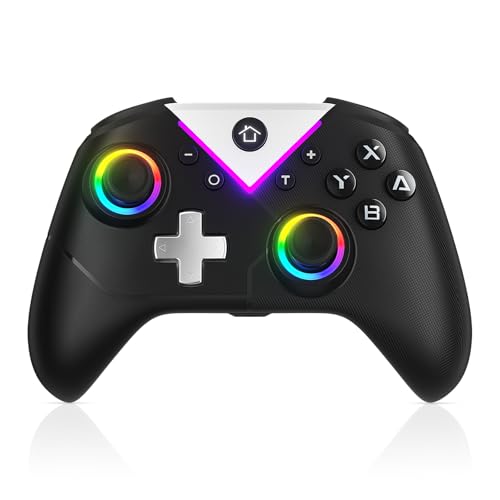 Xexvyrin Wireless Controller for PC， Turbo, Gyro Axis, Dual Vibration(RGB BLACK) (dark) - color: Dark