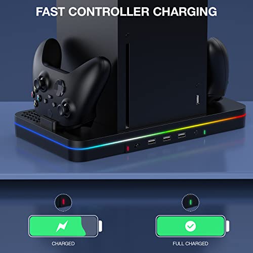 Cooling Charging Stand for Xbox Series X/S with 2 Headset Stand, Luckit Vertical Dual Controller Charger Station Dock Accessories with Cooling Fan, Fast Charging Station with 3 HUB USB Ports - size: Cooling Charging Stand
