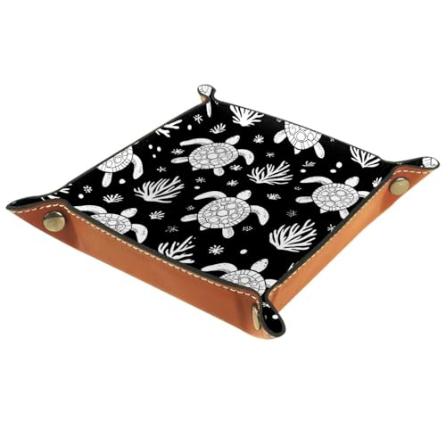 Dice Trays Turtles Black Holder Storage Box for Dice Games Like RPG DND, Leather Dice Holder Portable Folding Rolling Dice Tray, 16x16cm - color: Multi 1