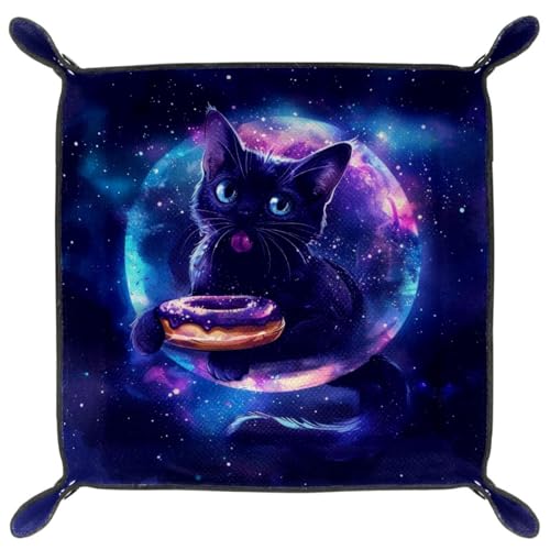 Galaxy Cat Donut Dice Tray Dice Rolling Tray Folding Dice Holder for Dice Games, Like RPG, DND and Other Table Games - color: Multi 10