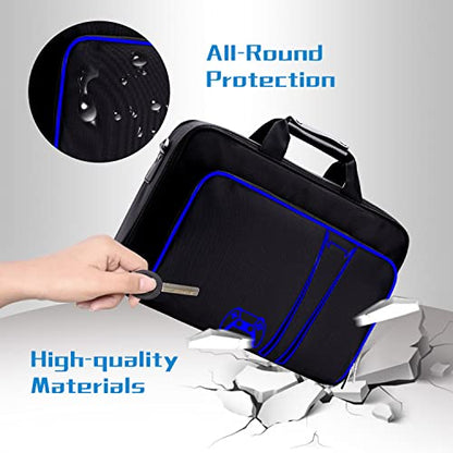 G-STORY Carrying Case,Travel Case Storage Bag Compatible with PS5 Disc and Digital Edition, Controller Skin is Included - color: Blue-Without Logo