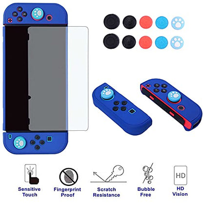 Dockable Case for Nintendo Switch - COMCOOL 3 in 1 Protective Cover Case for Nintendo Switch and Joy-Con Controller with Screen Protector and Thumb grips - Dark Blue - color: Dark Blue