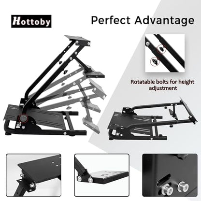 Hottoby Racing simulator cockpit Steering Wheel Stand Foldable&Multi-level Adjustable Fit for Logitech G25 G27 G29 G920 G923, for Thrustmaster T150 T248 T300 Gaming Simulator Cockpit,No Wheel Pedals