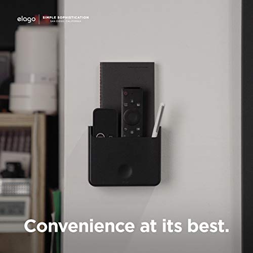 elago Universal Remote Holder Mount Compatible with Apple TV Remote and All Other Remote Controls - Adhesive Tape or Screw Mounting Options, Available Wired Charging [Large] [Black] - color: Black, size: Large