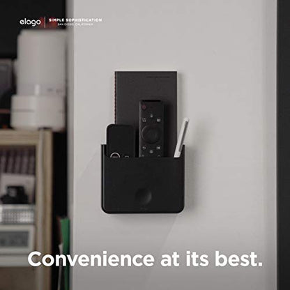 elago Universal Remote Holder Mount Compatible with Apple TV Remote and All Other Remote Controls - Adhesive Tape or Screw Mounting Options, Available Wired Charging [Large] [Black] - color: Black, size: Large