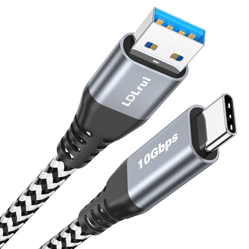 LDLrui USB A to USB C 3.1 Gen 2 Cable, Type C 3A Fast Charge & 10Gbps Data Sync Cable for MacBook, Galaxy S20, Samsung T7, Portable SSD, SSD, Oculus Quest, Android Auto, Black-and-White, 6FT, 1Pack - color: Black-and-White, size: 6FT